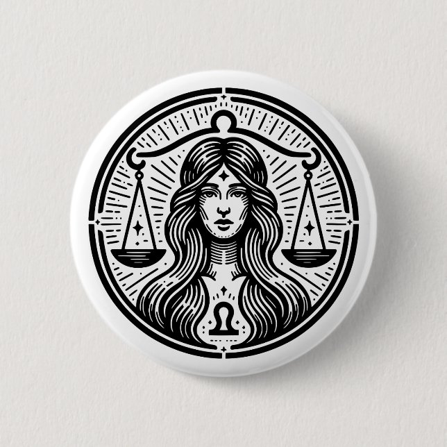 Horoscope Sign Libra Scales Symbol Button (Front)