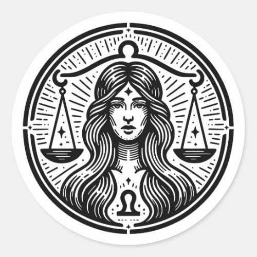 Horoscope Sign Libra Scales Symbol Classic Round Sticker