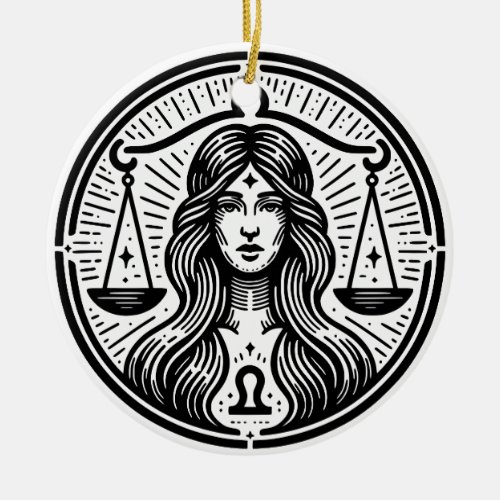 Horoscope Sign Libra Symbol and Traits Ceramic Ornament