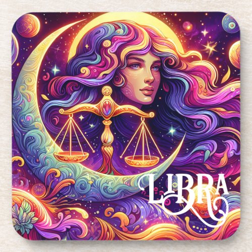 Horoscope Sign Libra Zodiac Ethereal Mystical Art Beverage Coaster