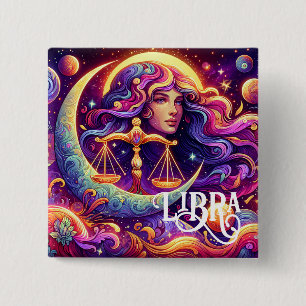 Horoscope Sign Libra Zodiac Ethereal Mystical Art Button