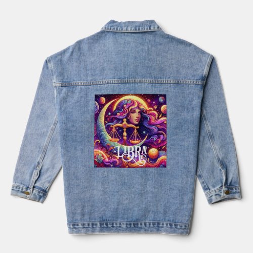 Horoscope Sign Libra Zodiac Ethereal Mystical Art Denim Jacket