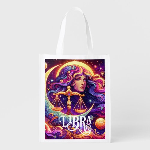 Horoscope Sign Libra Zodiac Ethereal Mystical Art Grocery Bag