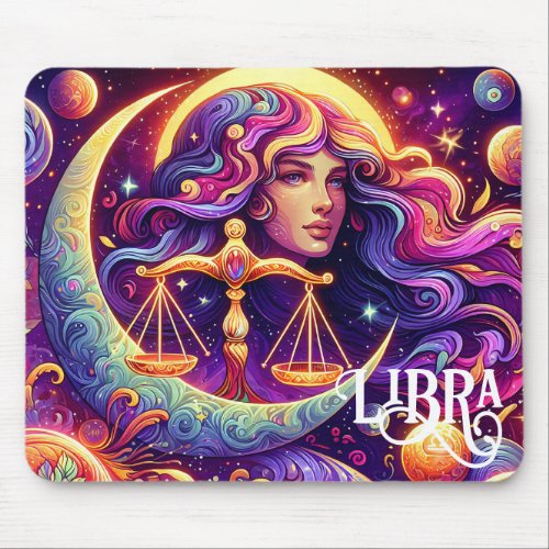 Horoscope Sign Libra Zodiac Ethereal Mystical Art Mouse Pad