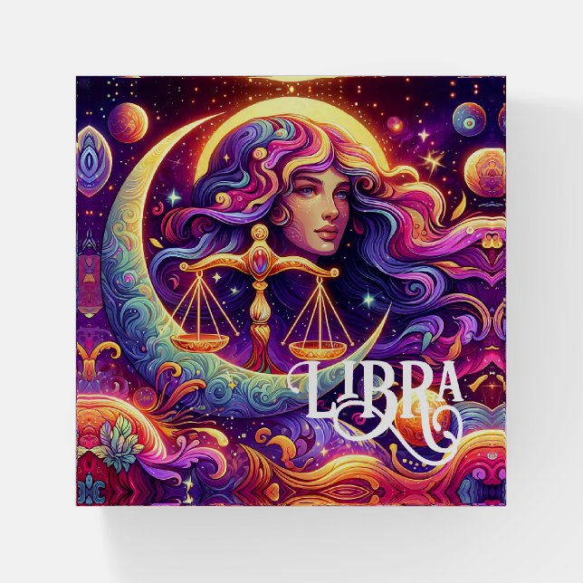 Horoscope Sign Libra Zodiac Ethereal Mystical Art Paperweight (Front)