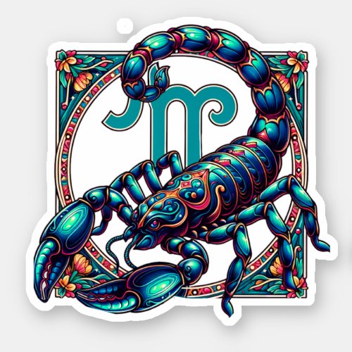 Horoscope Sign Scorpio  Blue Scorpion Sticker