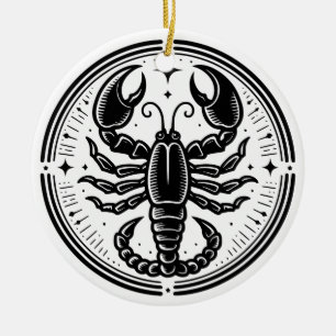 Horoscope Sign Scorpio Symbol and Traits Ceramic Ornament