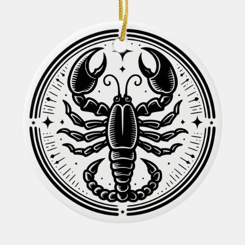 Horoscope Sign Scorpio Symbol and Traits Ceramic Ornament