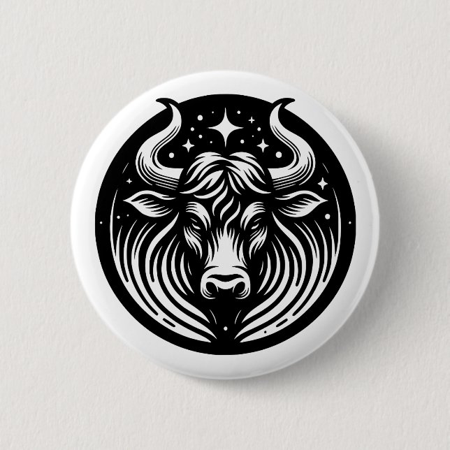 Horoscope Sign Taurus Bull Symbol  Button (Front)