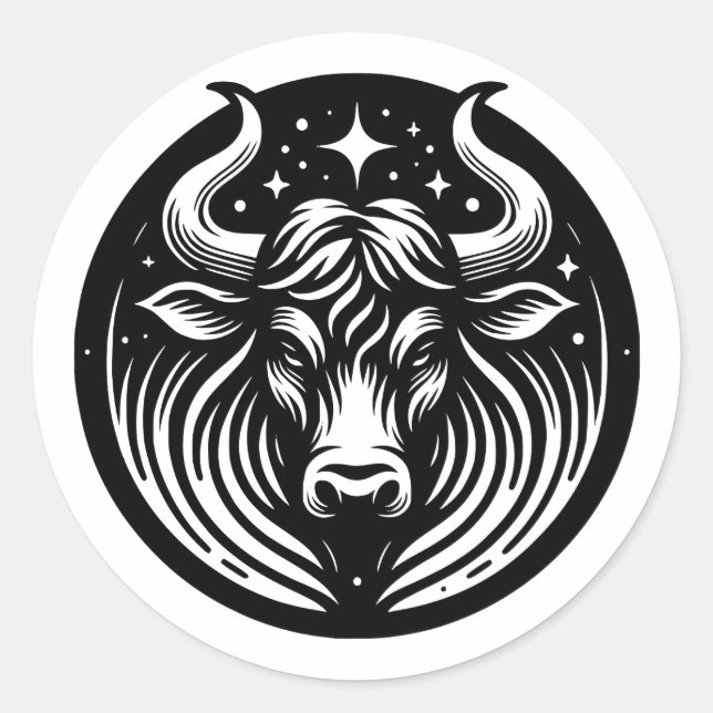 Horoscope Sign Taurus Bull Symbol  Classic Round Sticker (Front)