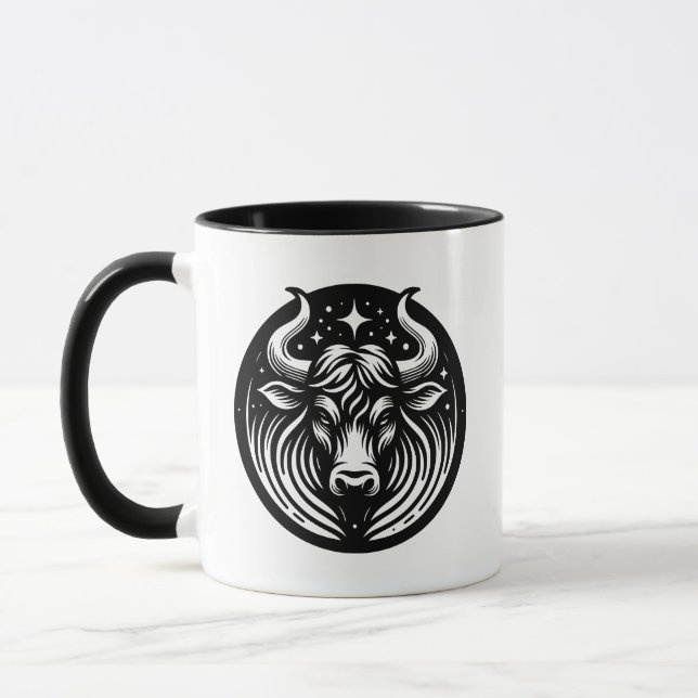 Horoscope Sign Taurus Symbol and Traits Mug (Left)
