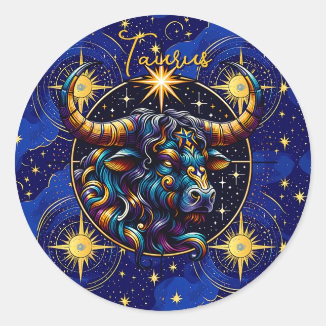 Horoscope Sign Taurus Zodiac Astrology Classic Round Sticker (Front)