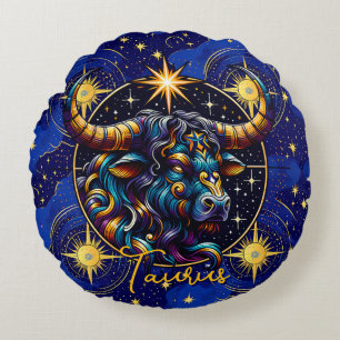 Horoscope Sign Taurus Zodiac Astrology Round Pillow
