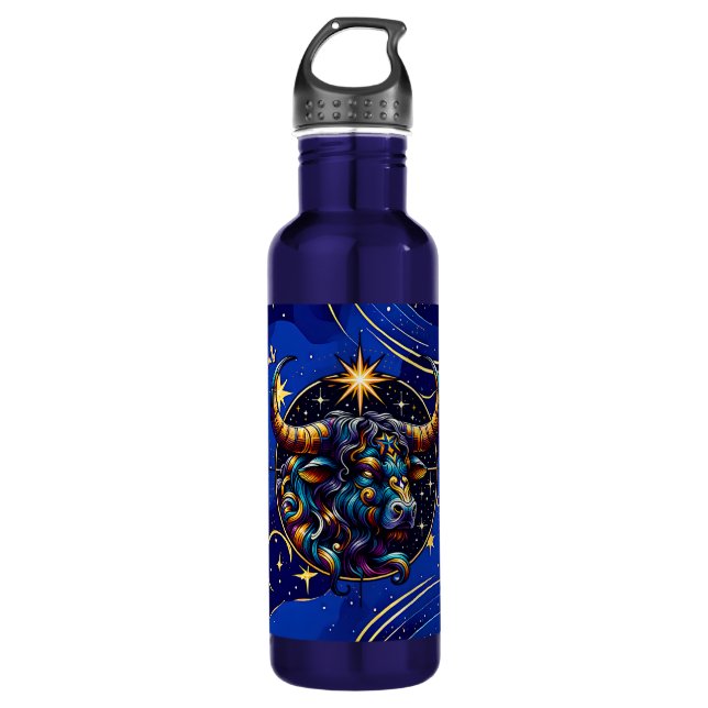 Horoscope Sign Taurus Zodiac Astrology Stainless Steel Water Bottle (Front)