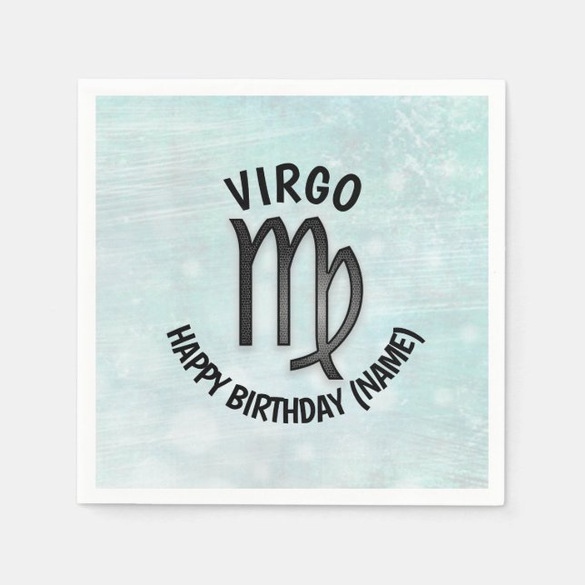 Horoscope Sign Virgo Personalized Birthday Napkins (Front)