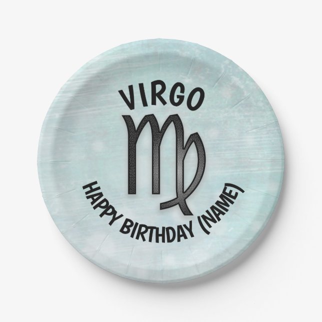 Horoscope Sign Virgo Personalized Birthday Paper Plates (Front)