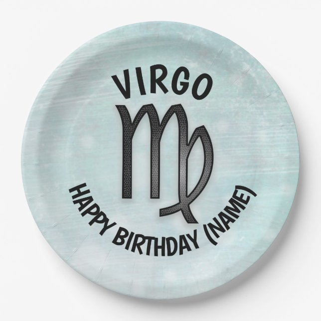 Horoscope Sign Virgo Personalized Birthday Paper Plates (Front)