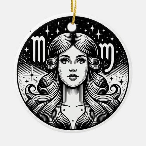 Horoscope Sign Virgo Symbol and Traits Ceramic Ornament