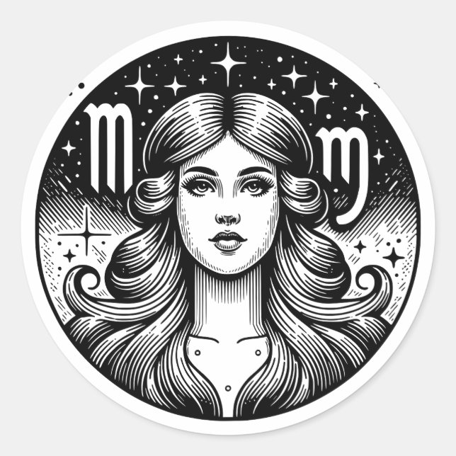 Horoscope Sign Virgo Symbol   Classic Round Sticker (Front)