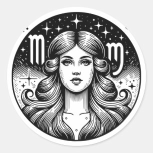 Horoscope Sign Virgo Symbol Classic Round Sticker
