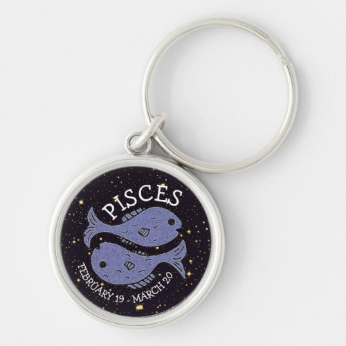 Horoscope Zodiac Astrology Sign Pisces Keychain