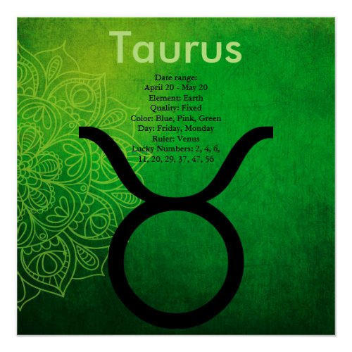 Horoscope Zodiac Astrology Sign Taurus Poster