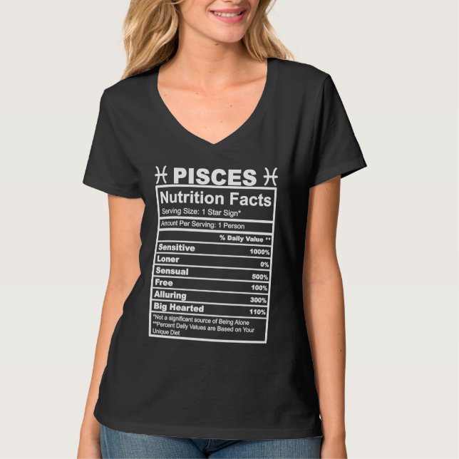 Horoscope Zodiac Sign Astrology Nutrition Facts Pi T-Shirt (Front)