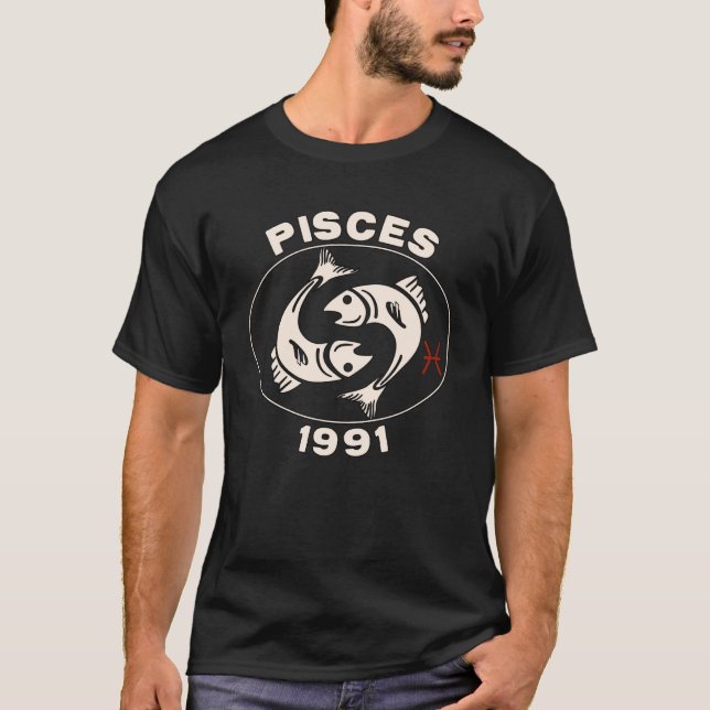 Horoscope Zodiac Sign Fish Pisces 1991 T-Shirt (Front)