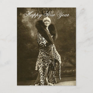 Horrendous Hat and Coat New Year Holiday Postcard