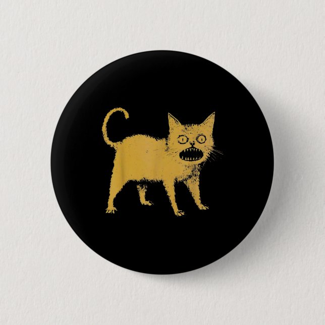 Horrible Japanese Cat Funny  Button (Front)