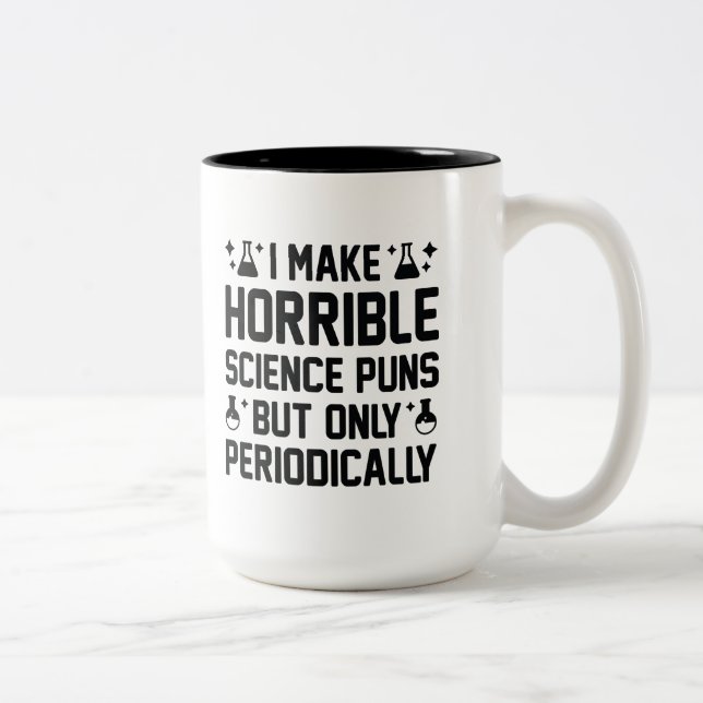 Horrible Science Puns Two-Tone Coffee Mug (Right)