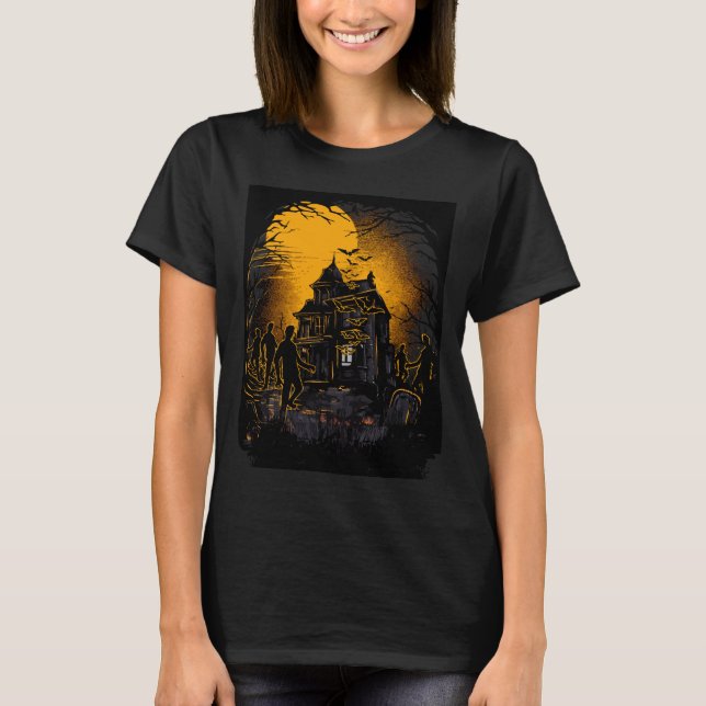 Horrific Halloween Nightmare Scene T-Shirt (Front)