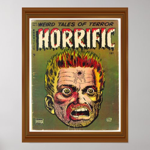 Horrific Terror Zombie Comic Cover Artwork Vintage Poster