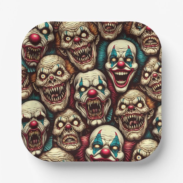 Horrifying Clowns Halloween Party  Paper Plates (Front)