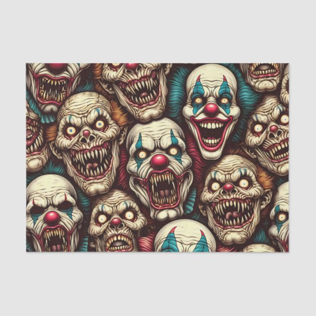 Horrifying Clowns Halloween  Tissue Paper (Front)