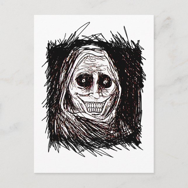 Horrifying House-guest, Never Alone, Uninvited Invitation Postcard (Front)