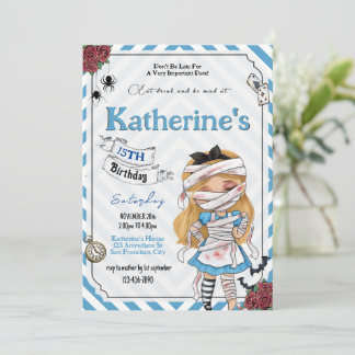 Horror Alice in wonderland Birthday invitation