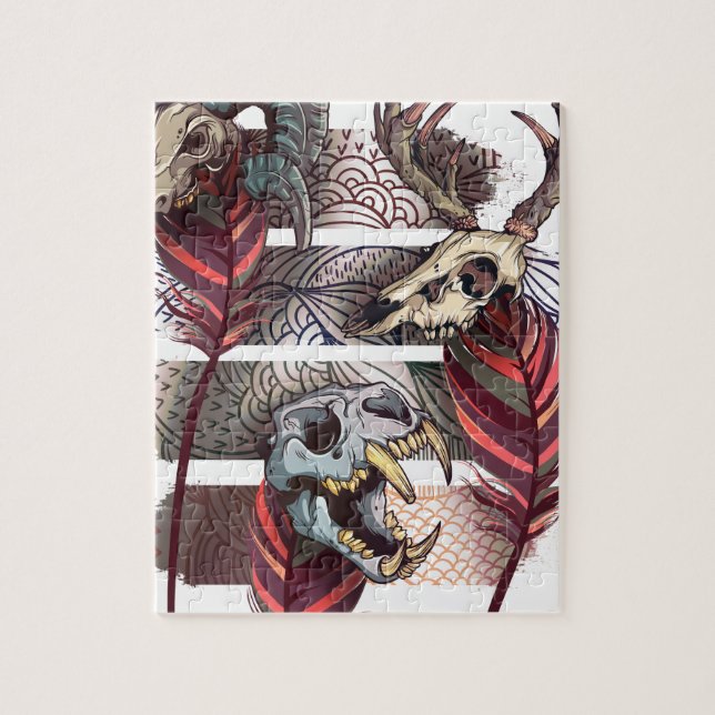 Horror Animal Curse Skeleton Skull Jigsaw Puzzle (Vertical)