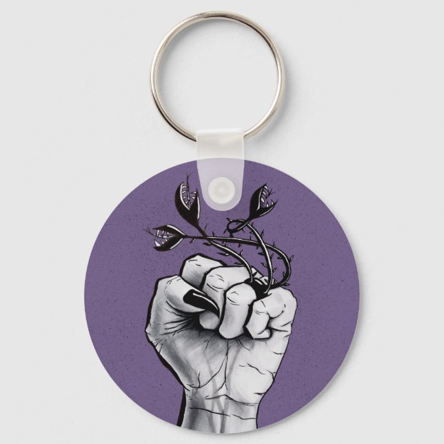 Horror Art Black Magic Ring Hand Dark Fantasy Keychain (Front)