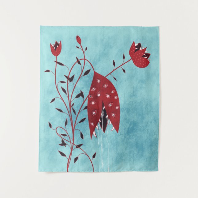 Horror Art Creepy Carnivorous Plant Tapestry (Front)