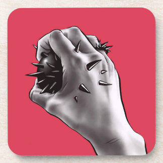 Horror Art Stabbed Fist Gothic Beverage Coaster