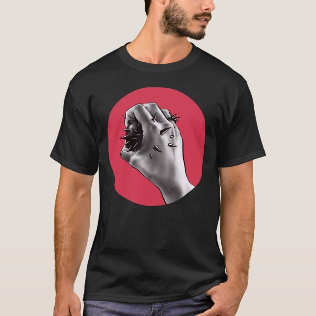 Horror Art Stabbed Fist Gothic T-Shirt (Front)