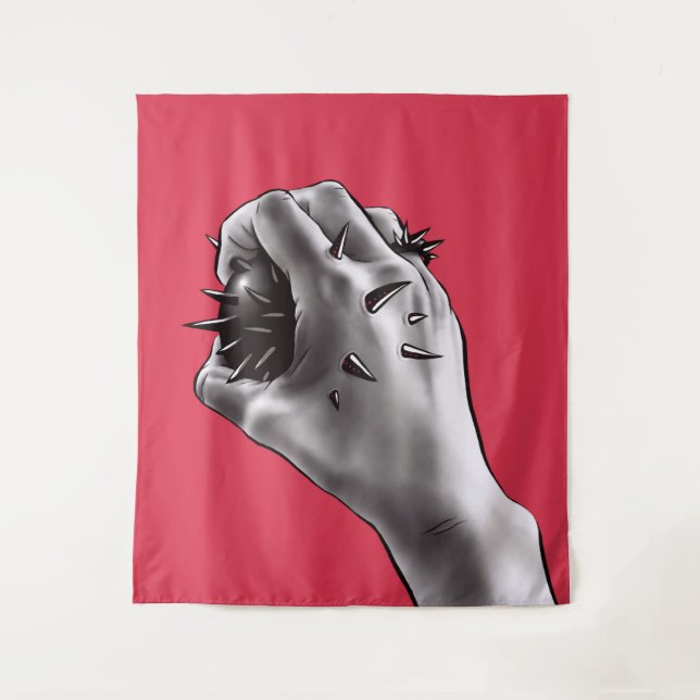 Horror Art Stabbed Fist Gothic Tapestry (Front)