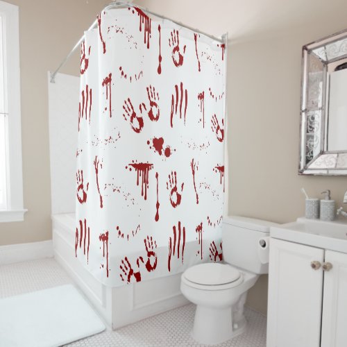 Horror Blood Splattered Bloody Handprints Psycho Shower Curtain