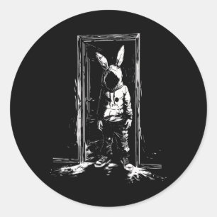 Horror Bunny Mask Man Rabbit Alt Goth Slasher Cree Classic Round Sticker
