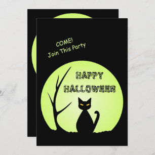 Horror Cat Halloween Party Invitation