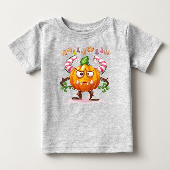 Horror Childish Halloween Pumpkin Crazy  Baby T-Shirt (Front)