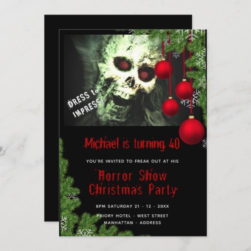 HORROR Christmas Party Invite Dead Creepy Zombies