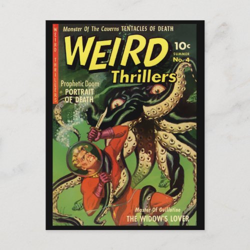 Horror Comic Weird Thrillers 4 Postcard