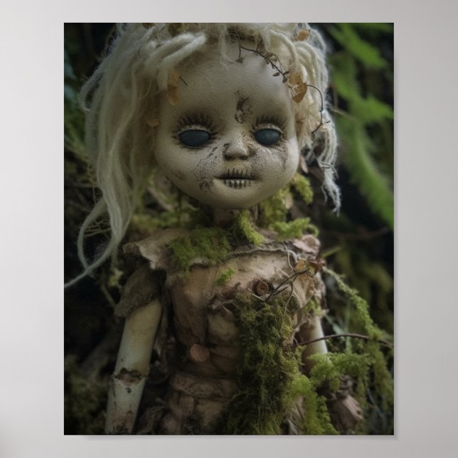 Horror Creepy Doll in the Forest Poster (Front)